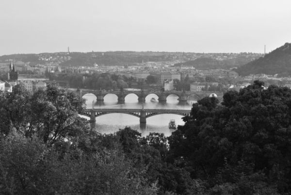 Charles Bridge and the river Vltava